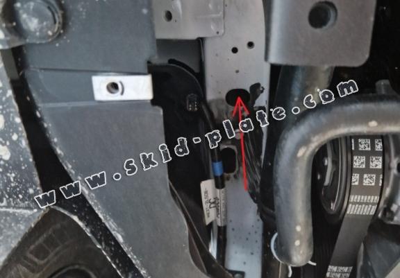 Aluminum skid plate for the protection of the engine and the gearbox for Ford Transit Custom