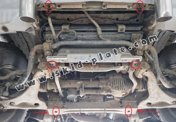 Steel skid plate for the protection of the engine and the radiator for Mitsubishi Pajero 3 (V60, V70) Vers. 2.0